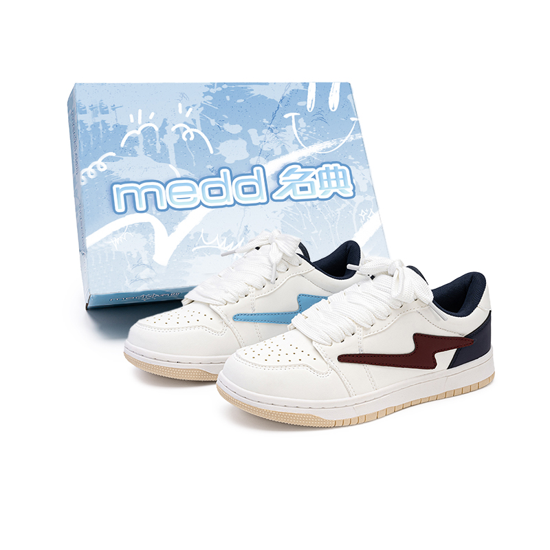 

Medd Нескользящие легкие низкие скейтерские кроссовки унисекс Box - белый королевский синий, цвет White Royal Blue