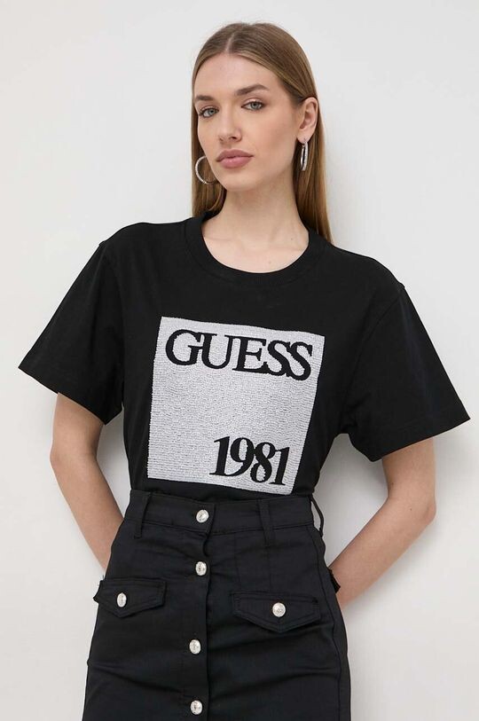

Хлопковая футболка Guess, черный