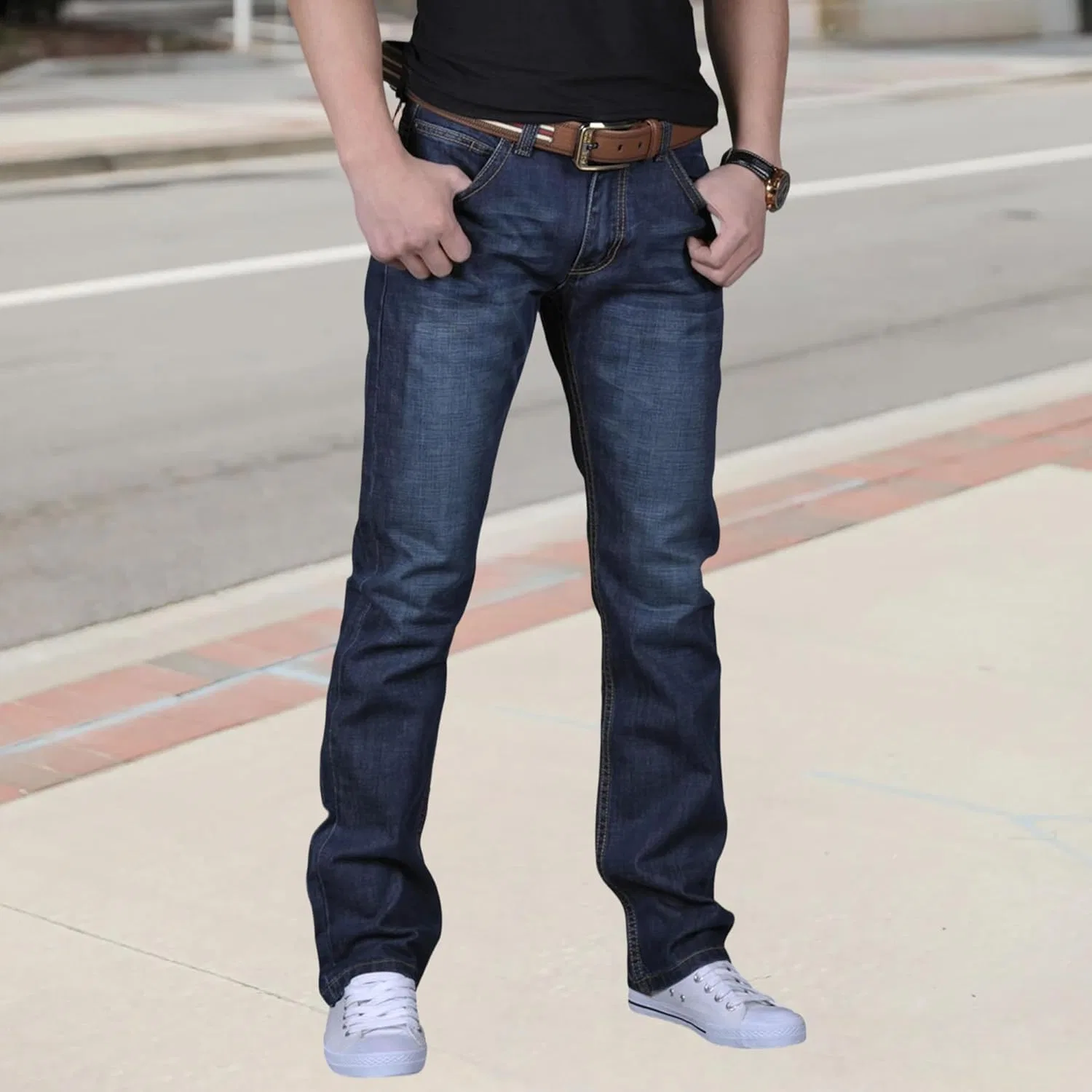 Джинсы прямого кроя, Stretchy Jeans, темно-синие — фото 2