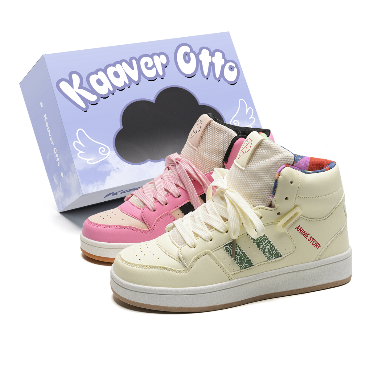 

KAAVER OTTO Высокие скейтерские кроссовки унисекс градиент бело-голубые асимметричные, цвет Mismatched