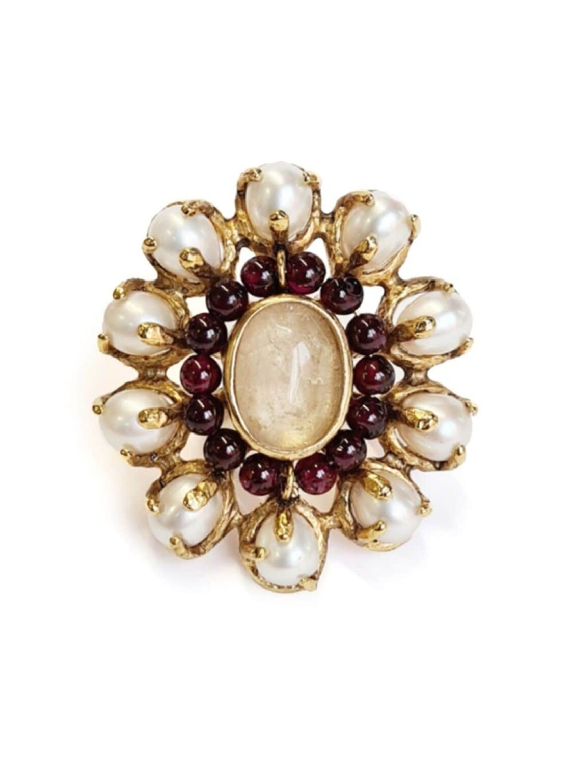 

Кольцо Perle Baroque в форме цветка Goossens, белый