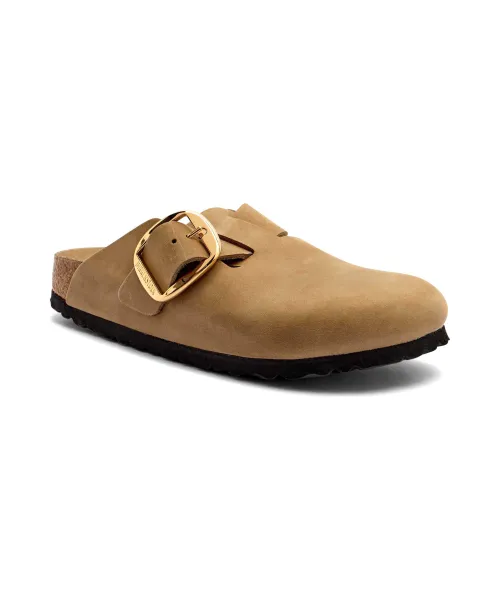 Кожаные мюли Boston с большой пряжкой, сандалии Leoi Narrow fit Birkenstock, бежевый