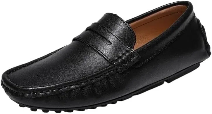 Мужские лоферы из натуральной кожи, Slip-On, Black EXAMEEEU
