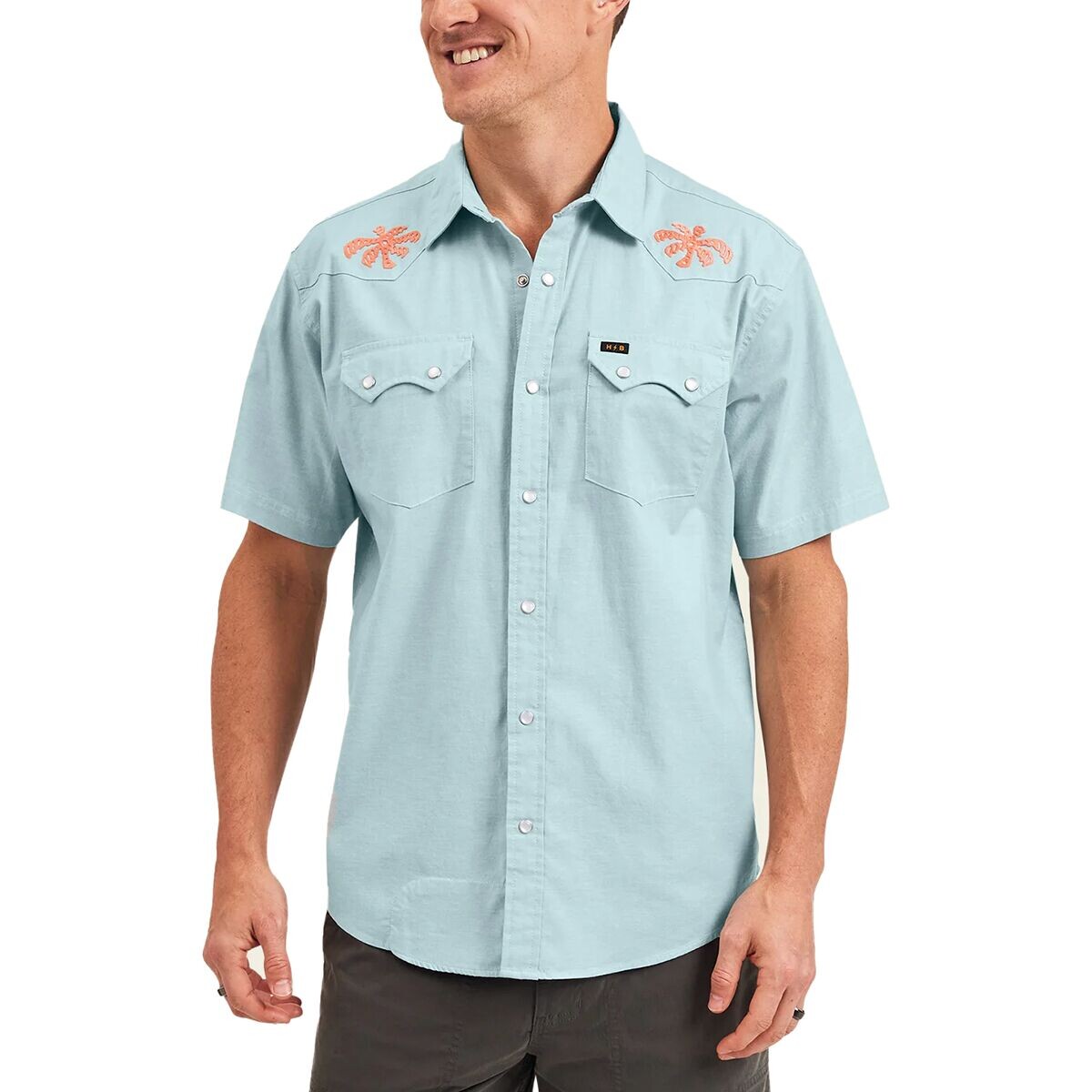 

Рубашка crosscut deluxe на кнопках Howler Brothers, цвет fronds/nile blue