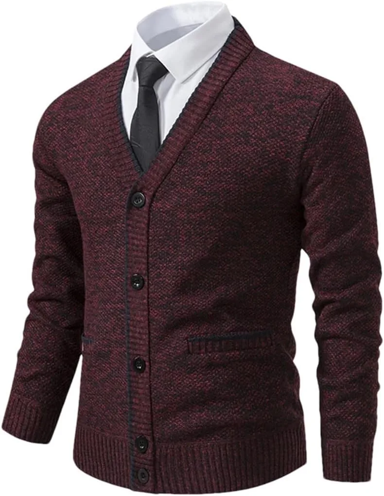 

Мужской вязаный кардиган с V-образным вырезом