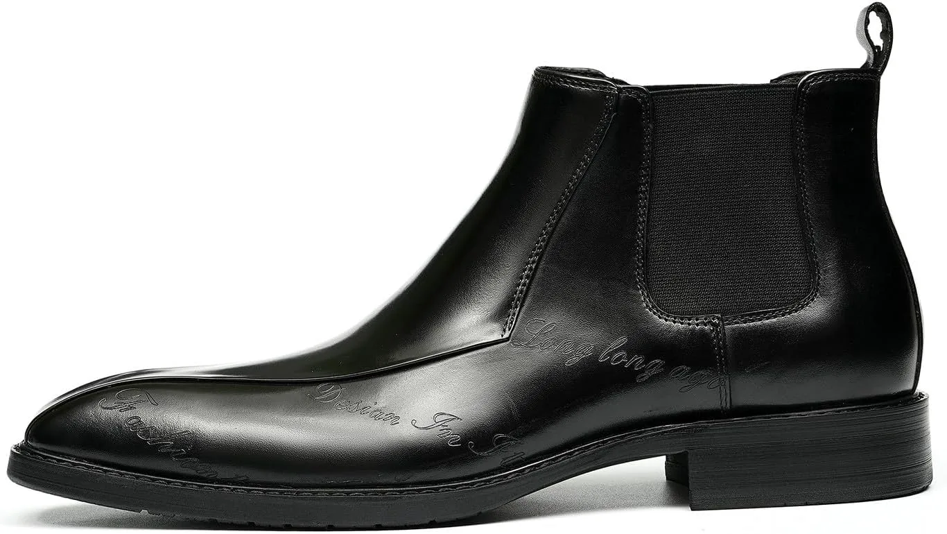 Мужские ботинки Chelsea Santimon Mens, повседневные ботинки до щиколотки, из натуральной кожи, модные вестерн-ботинки, смокинговые, свадебные, бизнес-батинки Чакка для мужчин, черный — фото 4