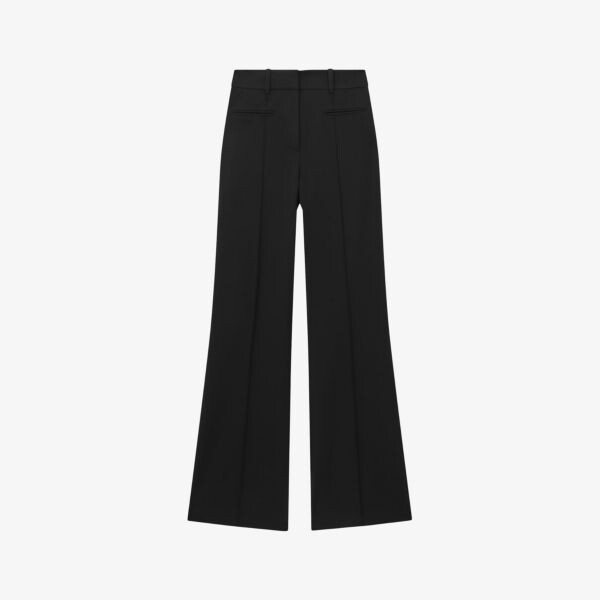 

Расклешенные брюки claude с высокой посадкой и защипенными швами из эластичной ткани Reiss, черный