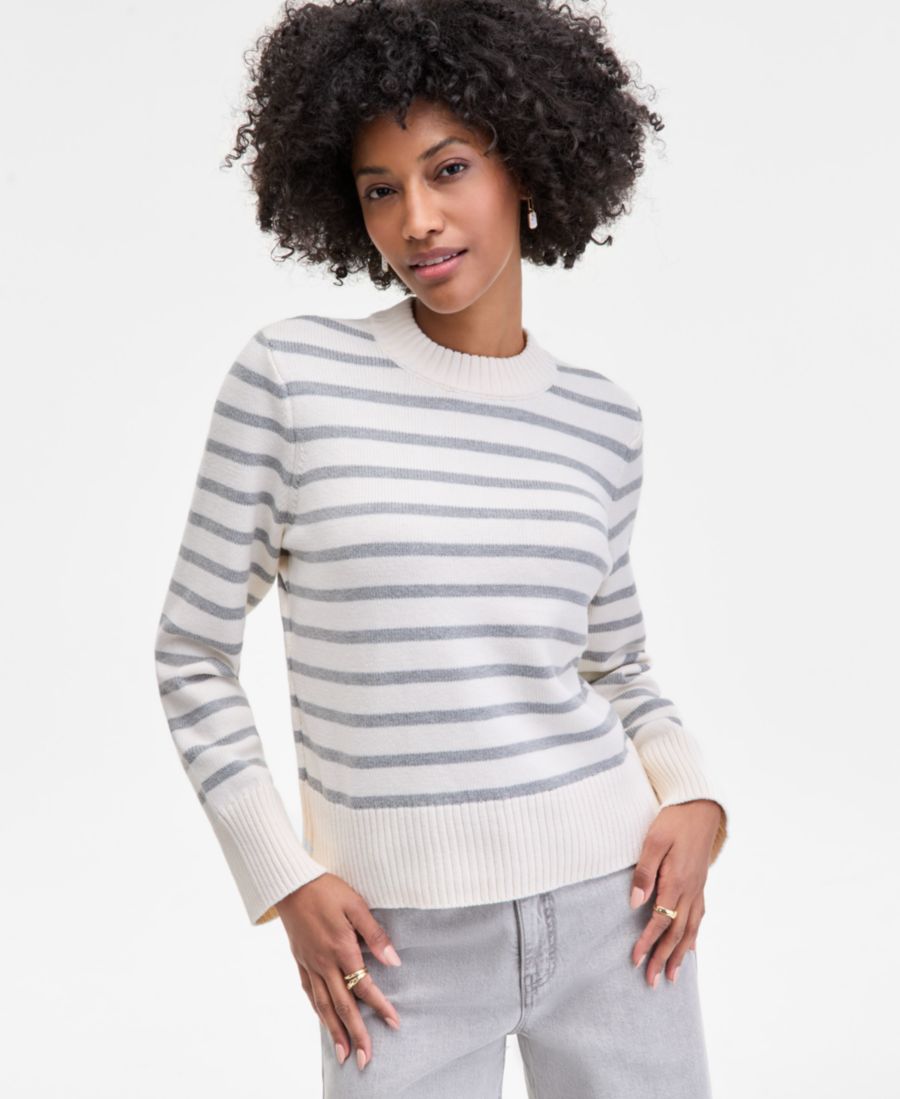 

Женский свитер с длинными рукавами и круглым вырезом, размеры XXS-3X On 34th, Light Grey Heather