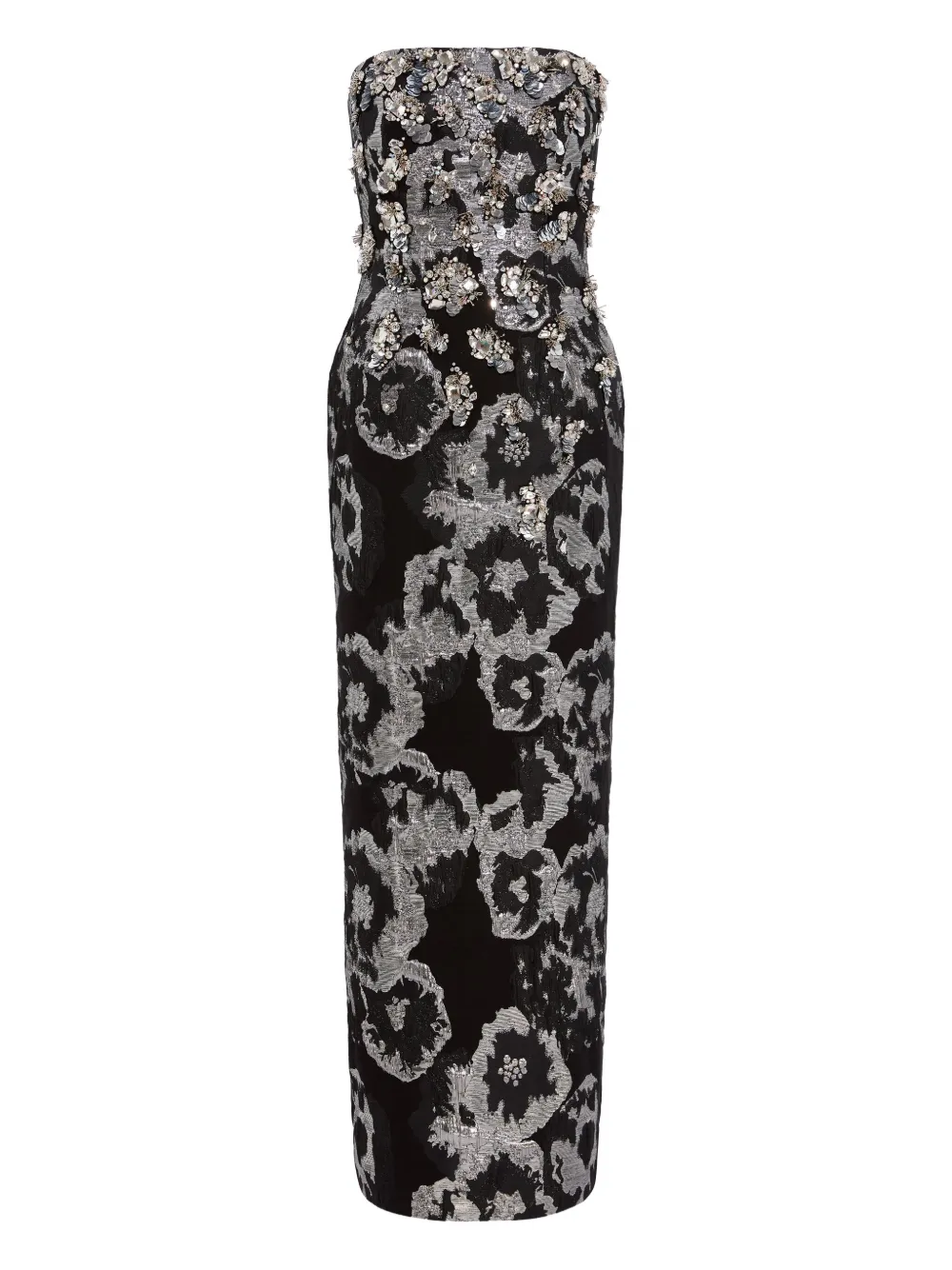 

Макси-платье с цветочным жаккардом Jenny Packham, черный