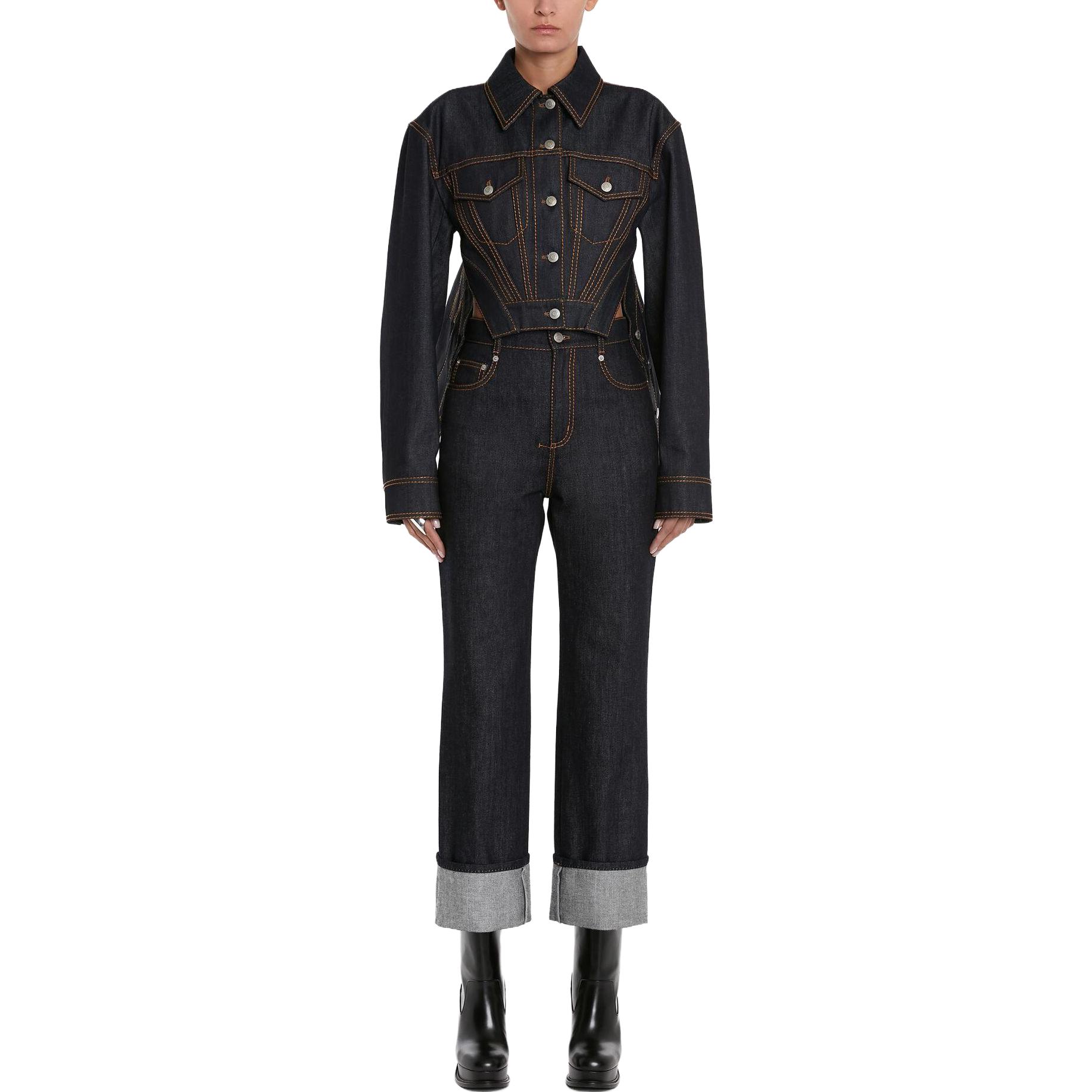 Alexander McQueen Джинсовая куртка женская синяя, Blue — фото 4