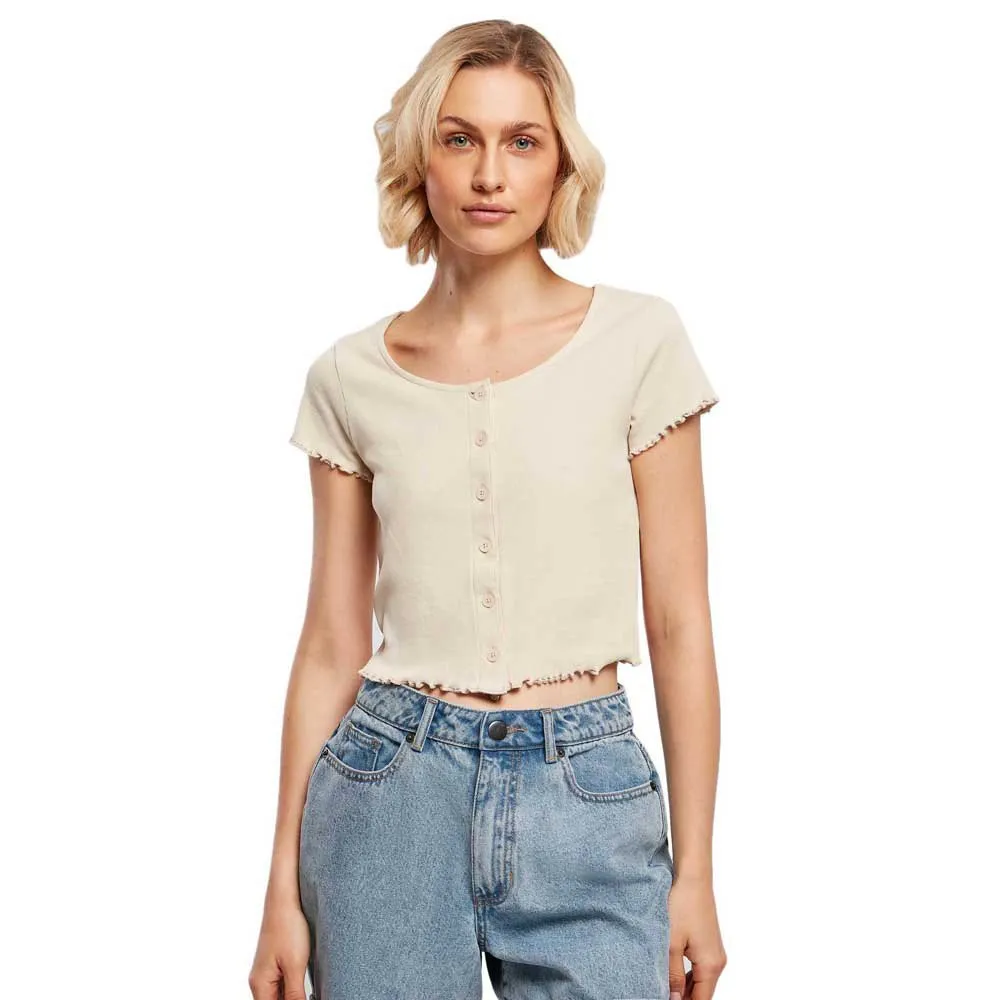 

Футболка с коротким рукавом Urban Classics Cropped Button, бежевый