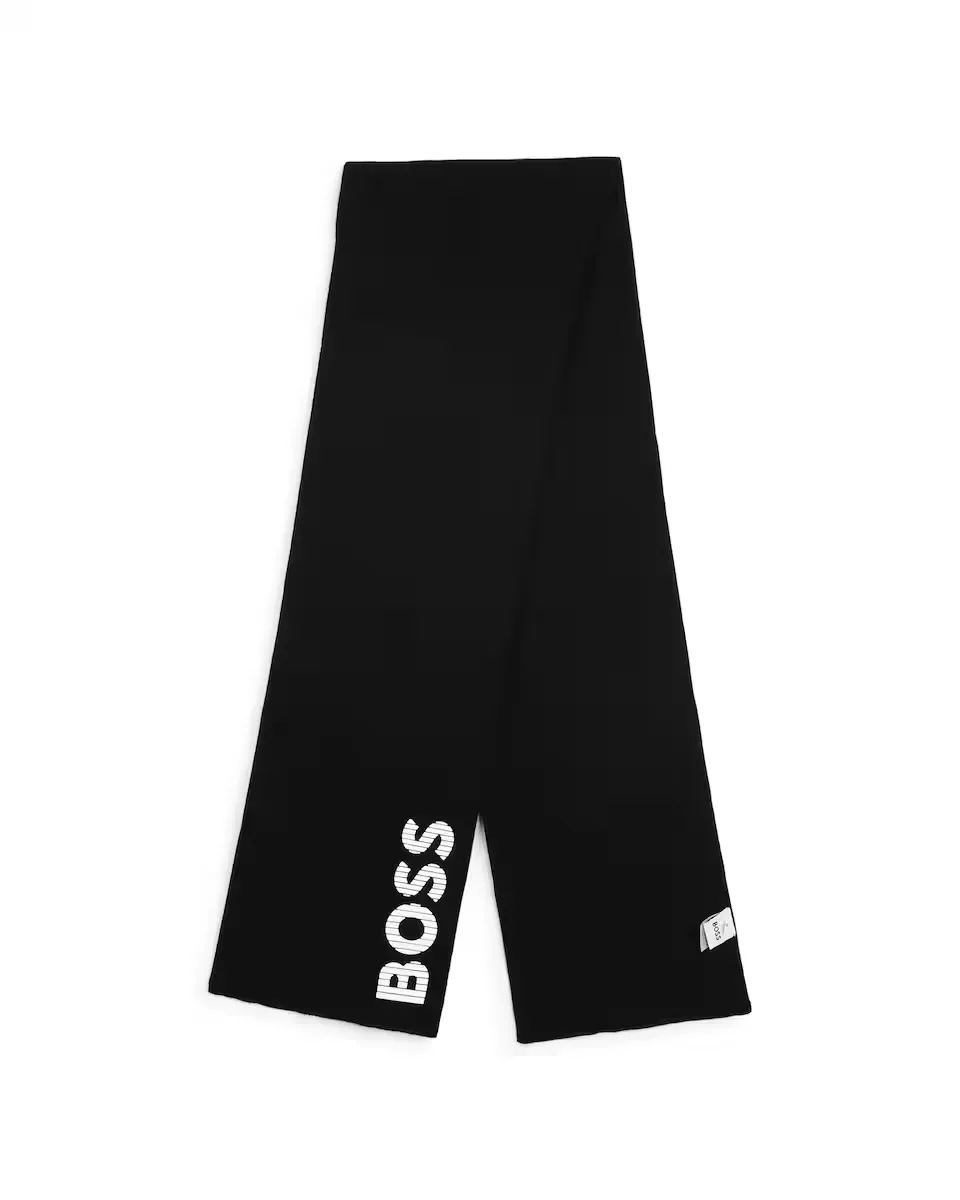

Детский шарф из хлопка черного цвета BOSS Kidswear