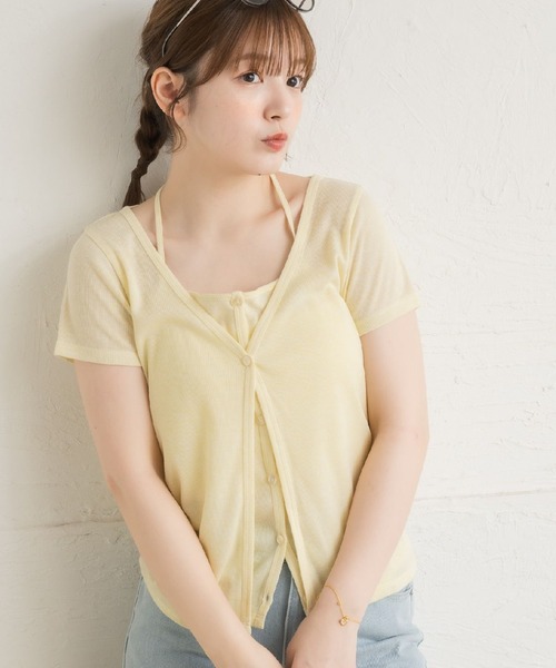 

Комплект: майка и кардиган на пуговицах RETRO GIRL, желтый