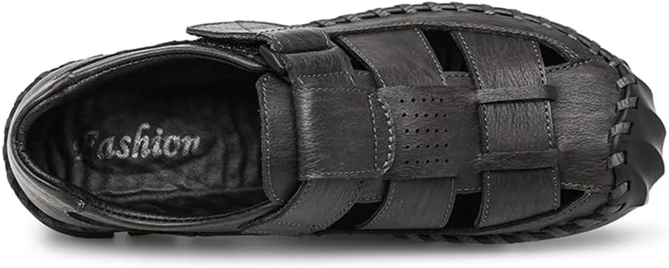 Mens Leather Сандалии Outdoor Hiking Сандалии Waterproof Athletic Sports Сандалии Fisherman Beach Shoes Abborora, серый — фото 3