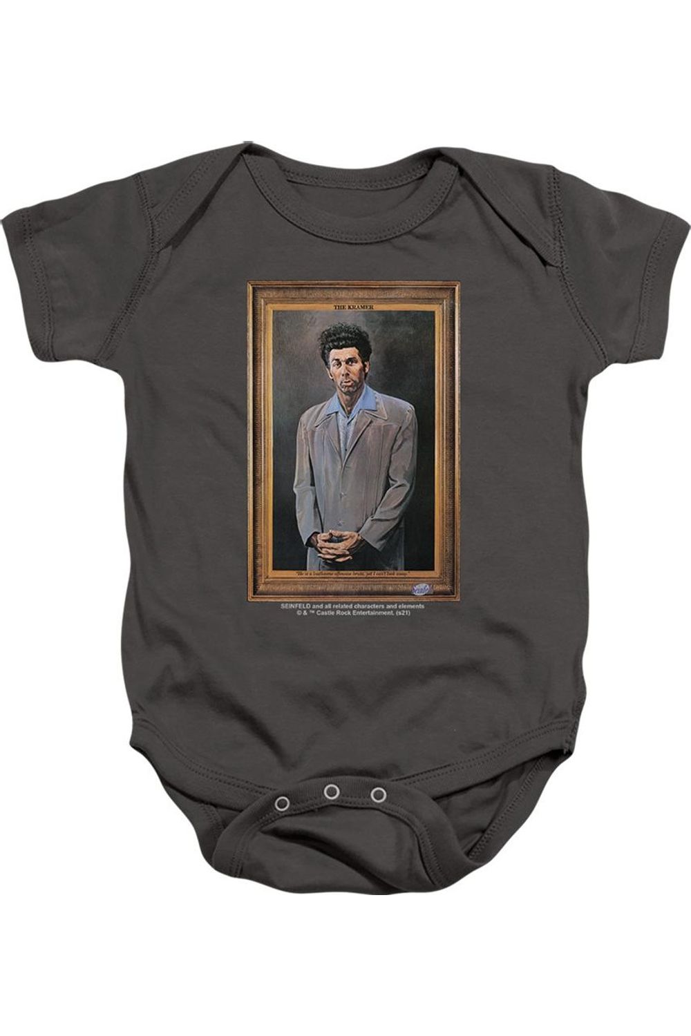 

Детский комбинезончик с застежкой "Портрет Крамера из сериала «Сайнфелд») Gildan, charcoal