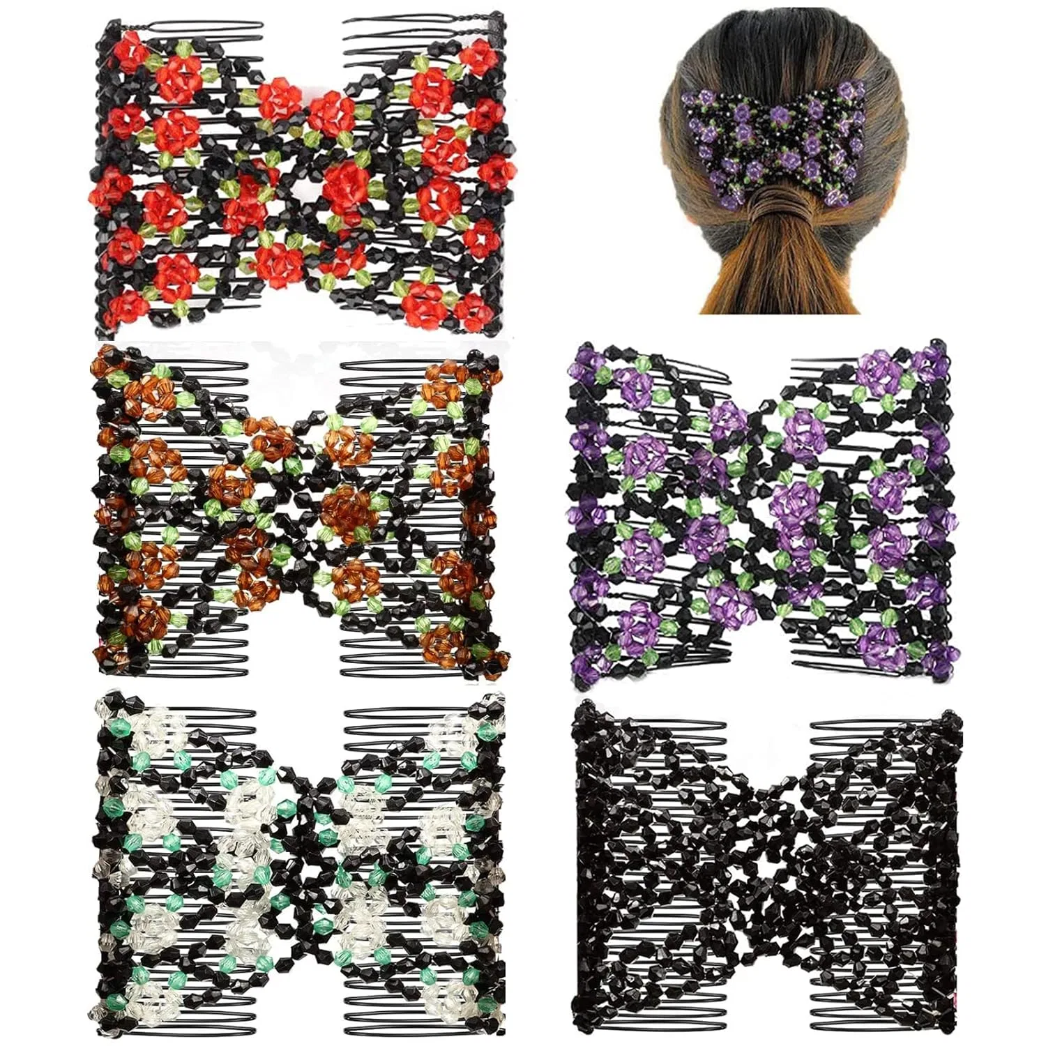 Набор эластичных заколок-гребней Cosswe Magic Hair Clip, 5 шт. Cosswe