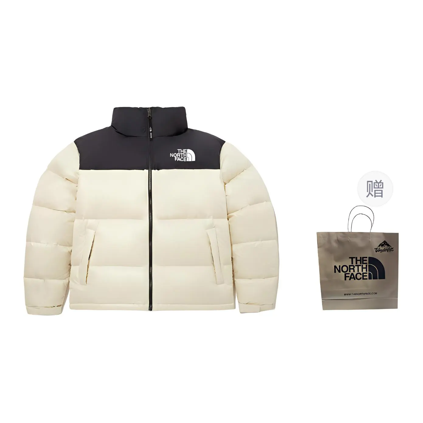 

THE NORTH FACE Винтажная куртка Nuptse 1996 кремового цвета, Cream-Shopping Bag Included