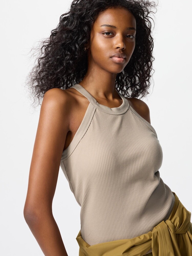 

Топ с бретельками на шее Uniqlo, бежевый