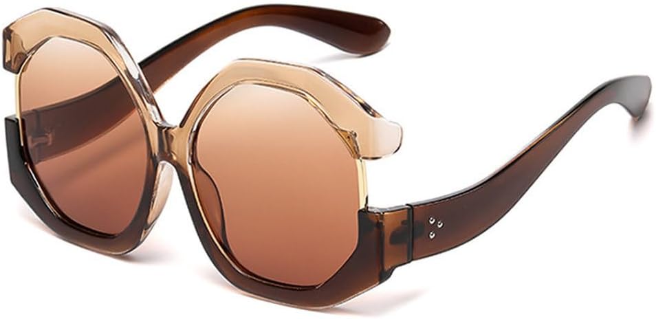 

Популярные модные солнцезащитные очки Polygon для женщин, полуободковые солнцезащитные очки, трендовые женские очки с защитой от УФ-излучения UV400 TKKTLLT, Brown-brown