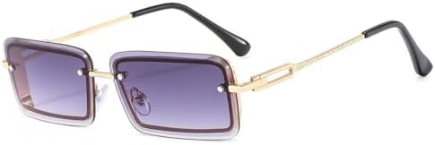 

Винтажные модные солнцезащитные очки без оправы, прямоугольные, с градиентным переходом цвета, защита от УФ-излучения UV400, летние, для путешествий, для женщин MTZJH, C2