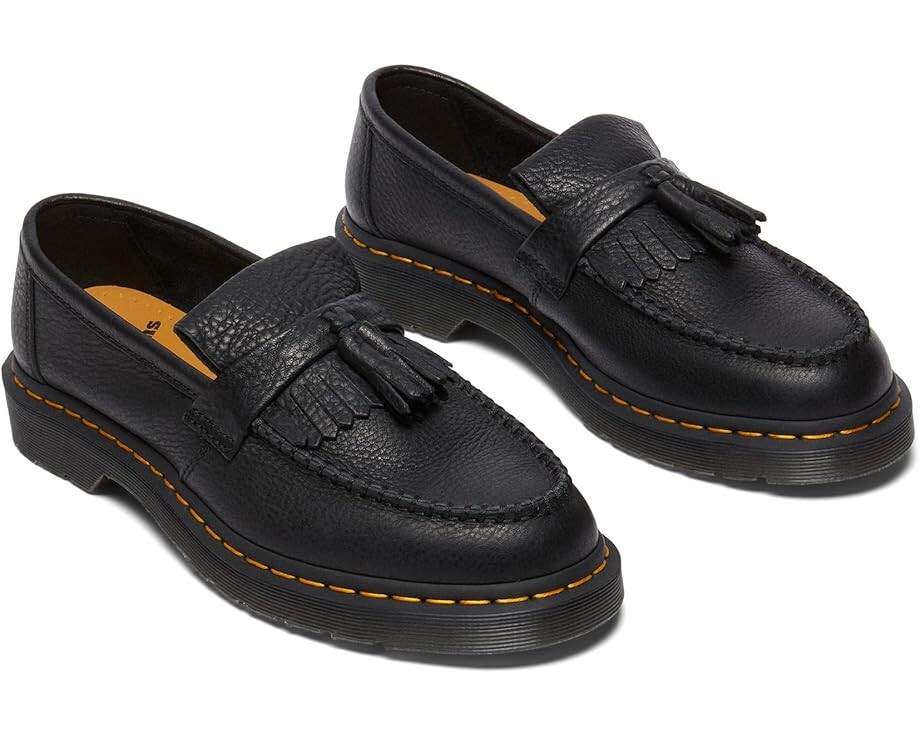 Лоферы Dr. Martens Adrian Yellow Stitch Leather Loafers, черный