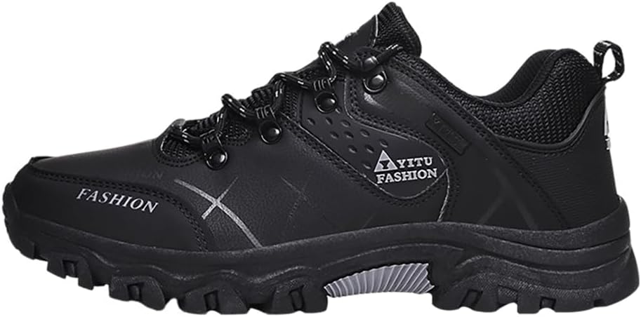 

Кроссовки Kiobrvhe Low-Side Thicken Shoe с низким верхом для улицы, водонепроницаемые кожаные трекинговые кроссовки, большой размер, мужские походные обувь, черный