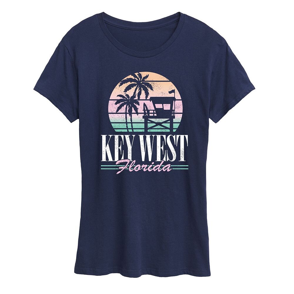 

Женская футболка с рисунком Key West, темно-синий