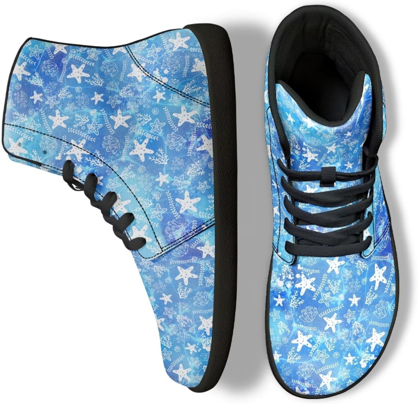 

Трекинговые кроссовки Binienty для мужчин и женщин с художественным дизайном, высокие, из ПУ-кожи, босоножки для бега, ходьбы и кемпинга, синий