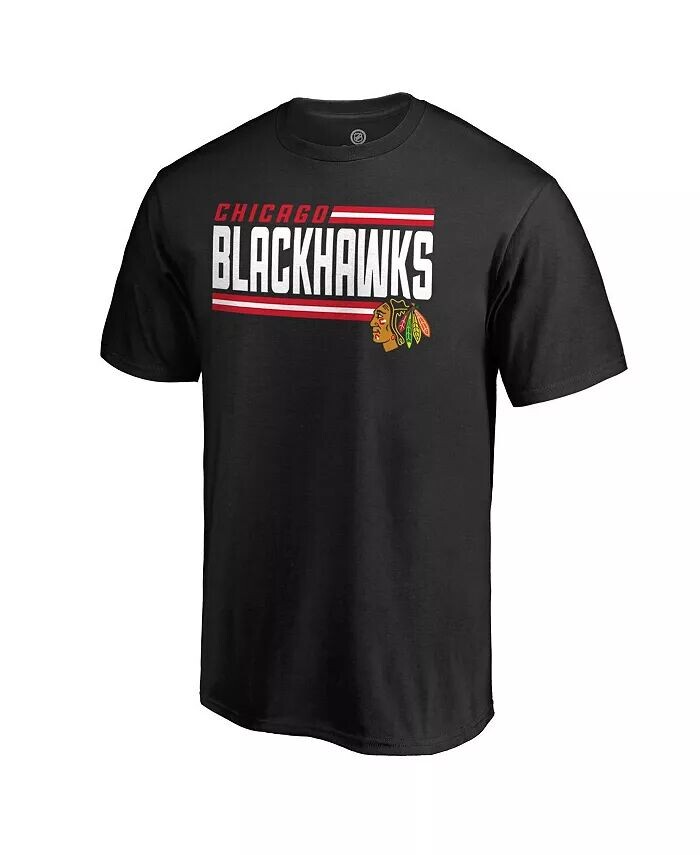 

Мужская черная футболка с полосками по бокам Chicago Blackhawks Iconic Collection Fanatics