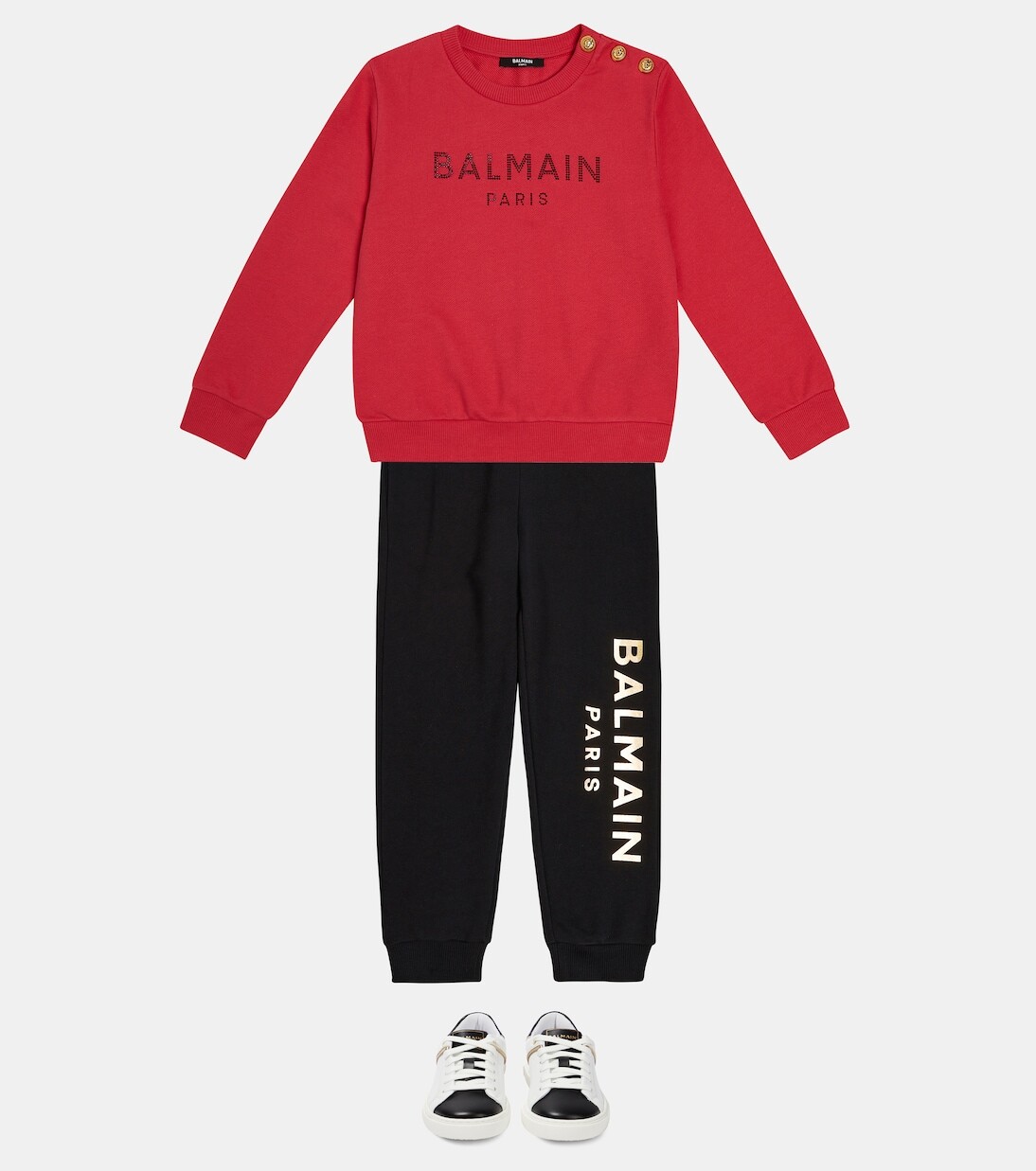 Толстовка из хлопкового джерси с логотипом Balmain Kids, розовый — фото 2