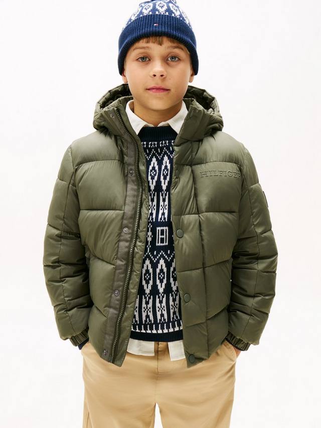 

Детское матовое и прозрачное тиснёное пальто Tommy Hilfiger, Pewter Green