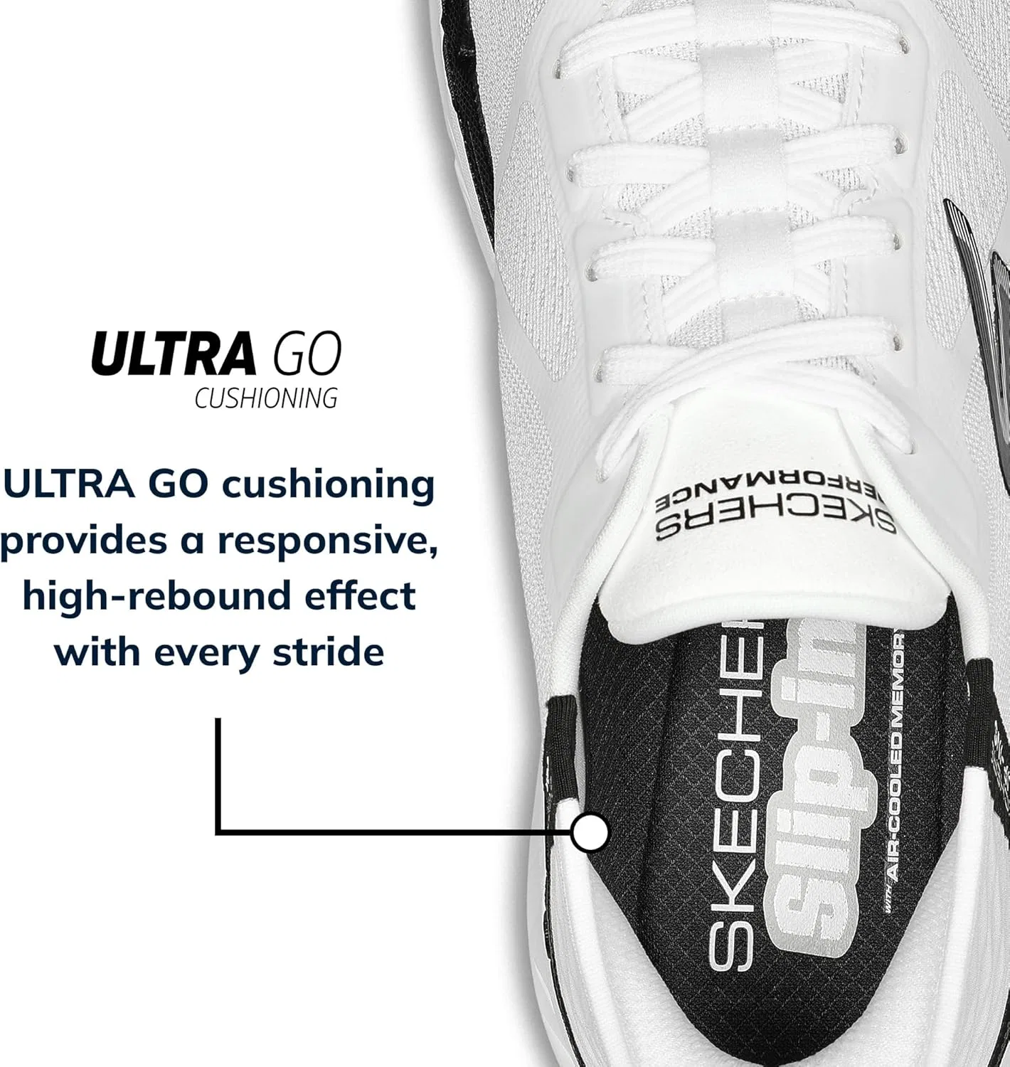 Мужские кроссовки Skechers Max Cushioning Slip-ins - спортивные кроссовки для тренировок, бега и ходьбы с эффектом памяти, White Black — фото 4