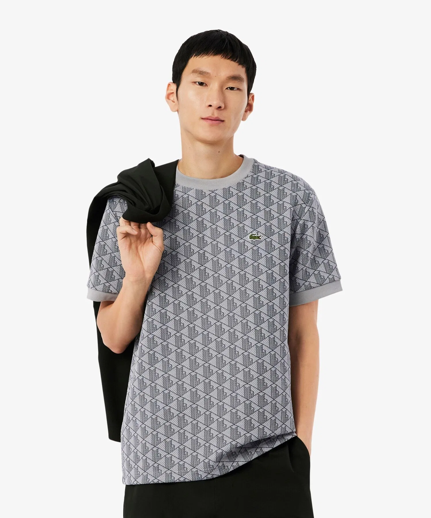 Унисекс футболка с монограммой LACOSTE серая