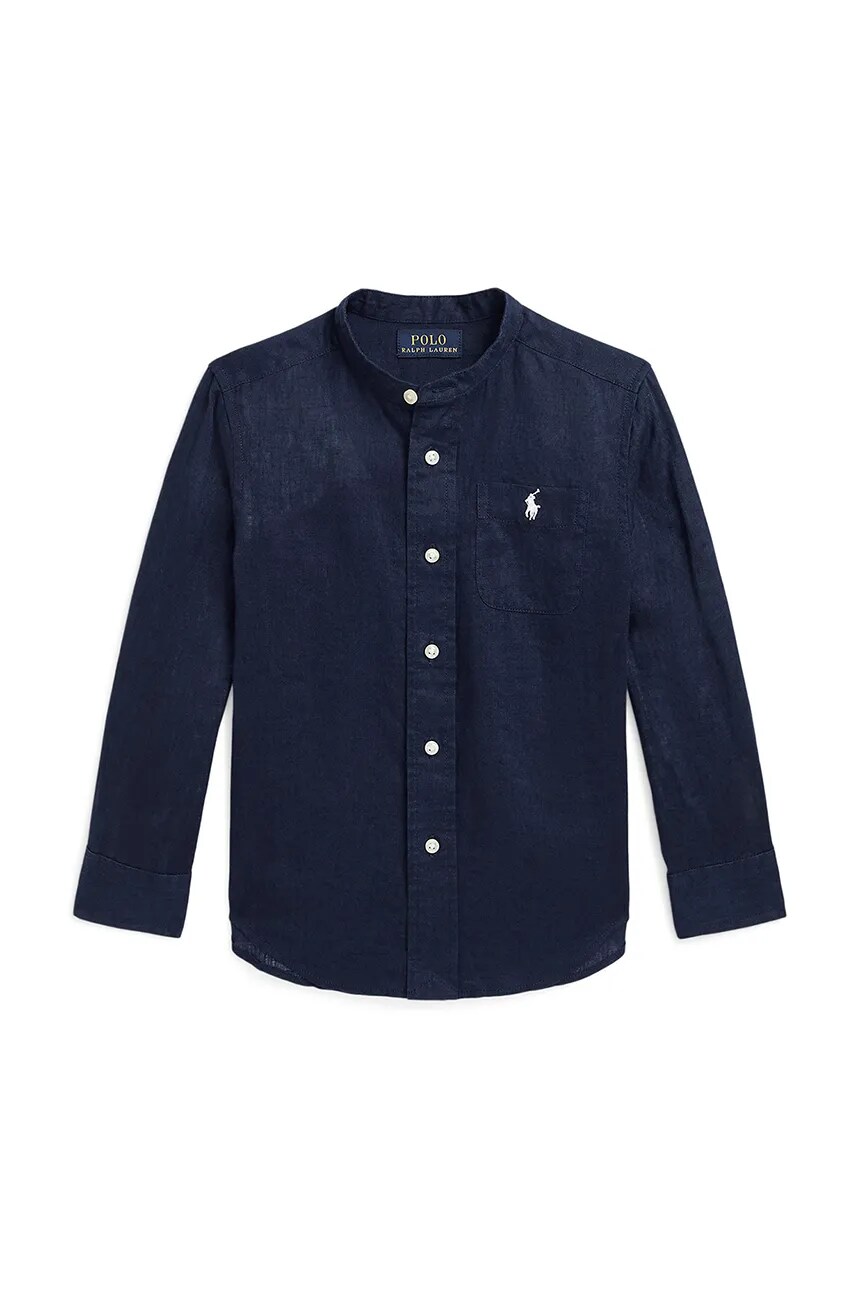 

Детская рубашка из льняной смеси Polo Ralph Lauren, темно-синий