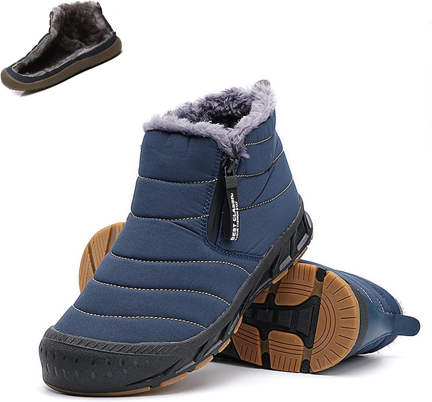 

Мужские зимние ботинки Snow Boots, водонепроницаемые зимние ботинки, мужская зимняя обувь, утепленные мехом ботильоны на молнии, удобная обувь для прогулок на открытом воздухе Cloudemo, синий