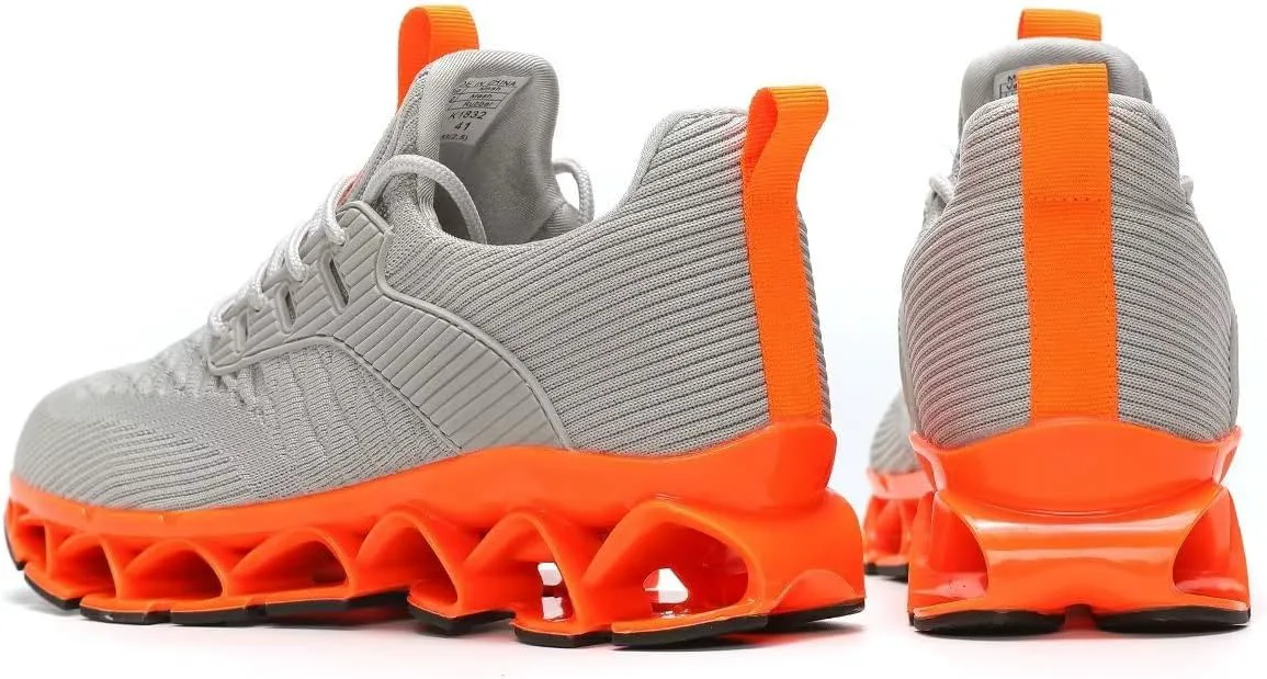 

Мужские кроссовки без шнурков для ходьбы, бега, тенниса, повседневной носки, модные, удобные, с противоскользящей подошвой, для работы и спорта Kvovzo, бежевый/оранжевый