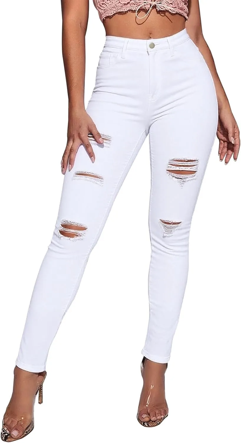 

Рваные скинни джинсы для женщин Stretch High Waisted Slim Fit LBDLONGBIDA