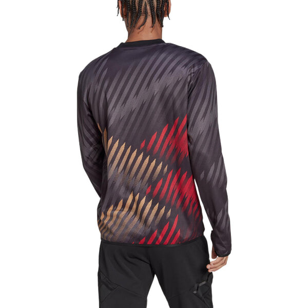 Толстовка Men's adidas Dfb Pre Wrmtop Round Neck Stripe Detail Logo Printing Pullover Long Sleeves Black, черный — фото 3