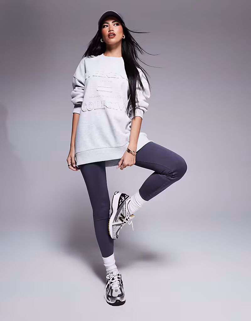 

Толстовка Weekend Collective с потертым логотипом серого меланжевого цвета Asos Weekend Collective