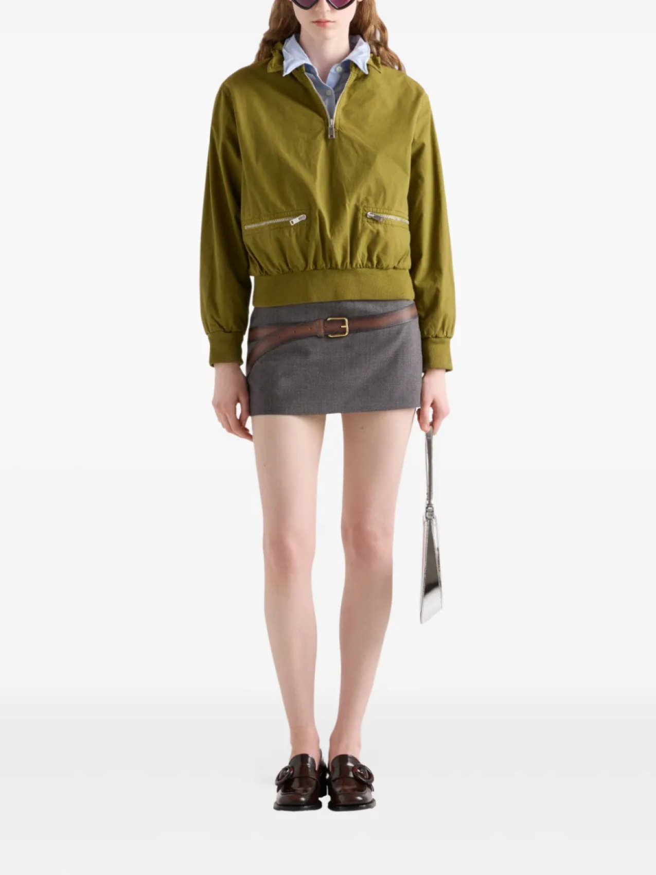 Куртка Prada из поплина, зеленый