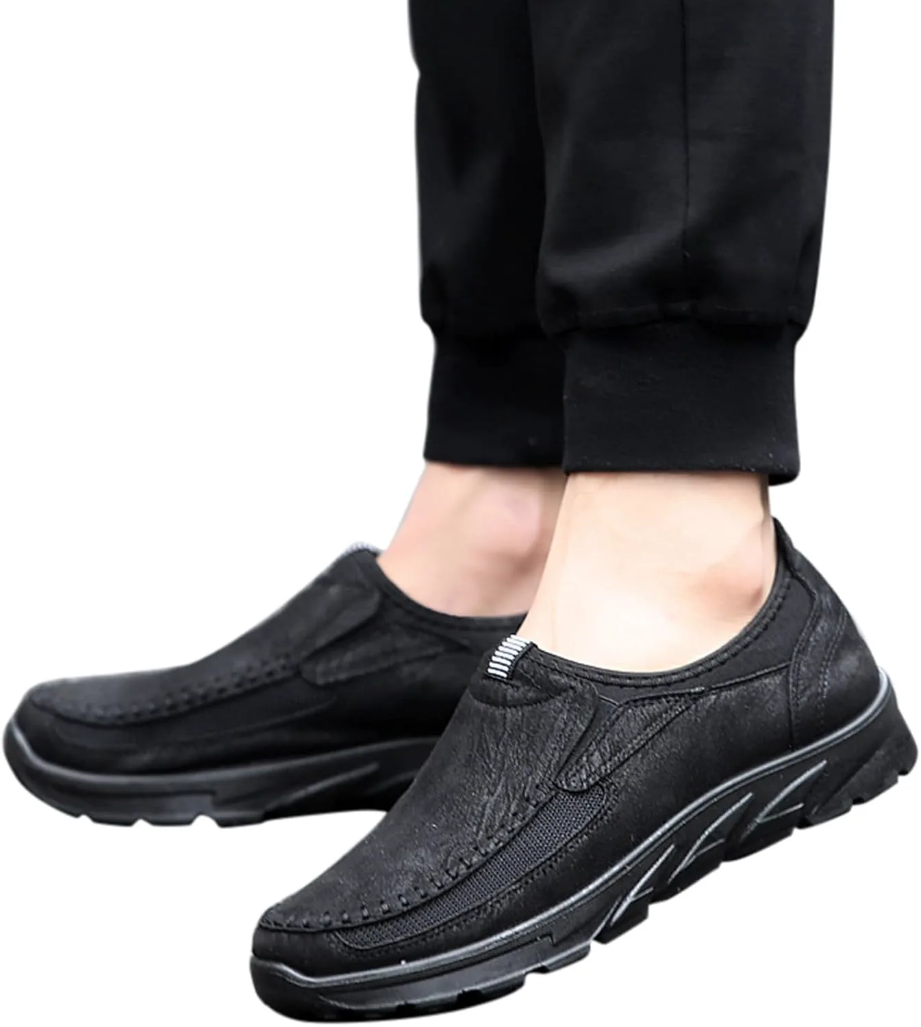 

Мужские кроссовки-оксфорды Hbeylia, деловые повседневные ходовые туфли, модные, с круглым носком, без шнурков, удобные теннисные туфли, с крылышком, универсальные для прогулок на улице, черный