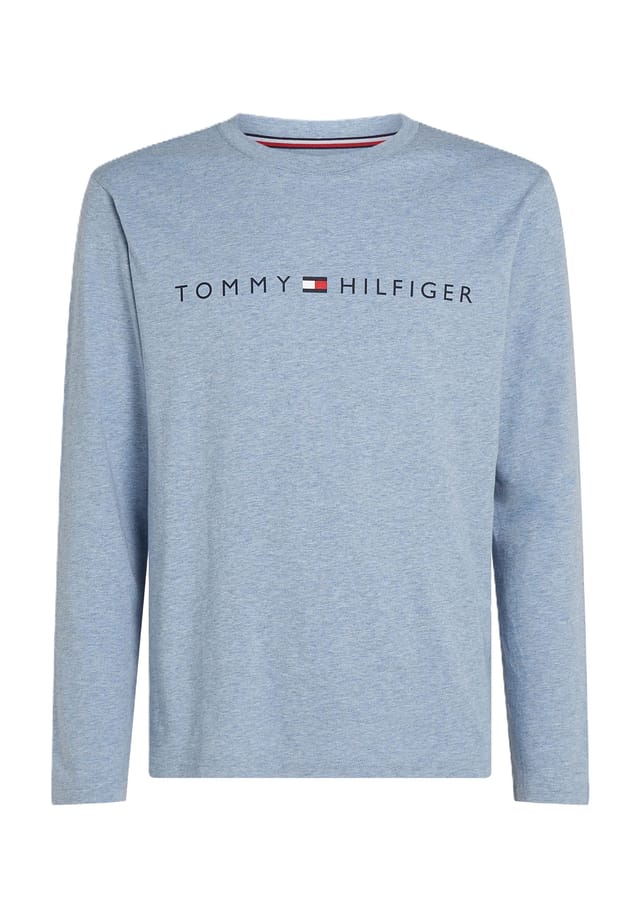 

Оригинальный хлопковый пижамный верх Tommy Hilfiger, голубой