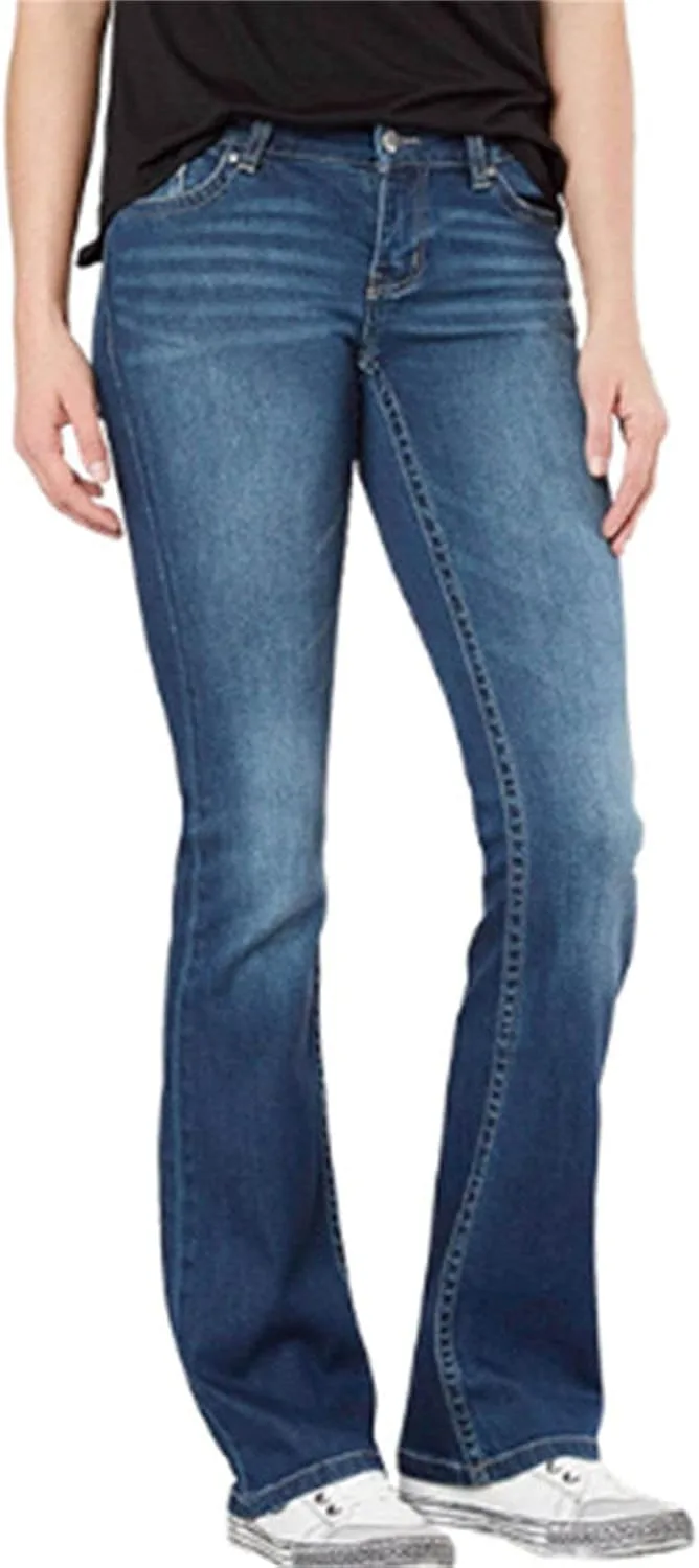 

Женские потертые джинсы bootcut mid rise с эффектом стройности