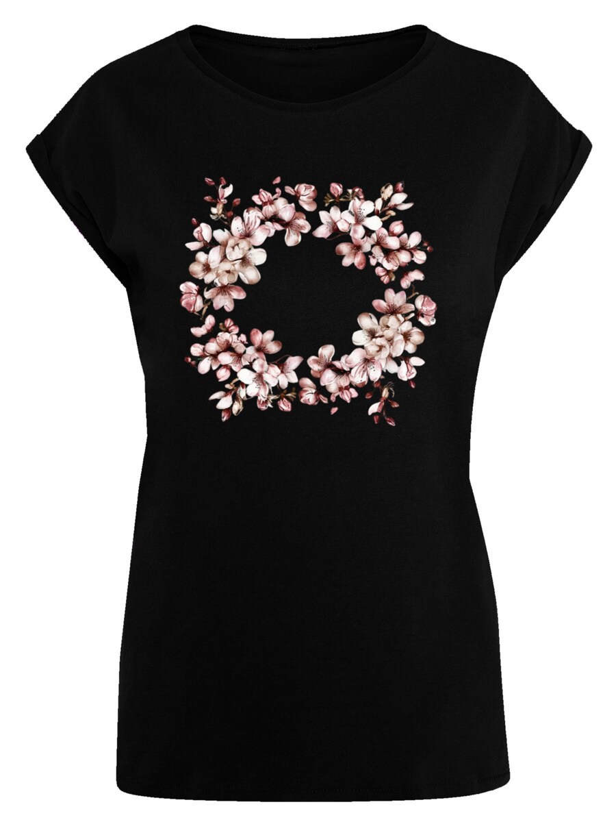 

Рубашка F4NT4STIC Rosa Frühlings Blumenkranz Dekor, черный
