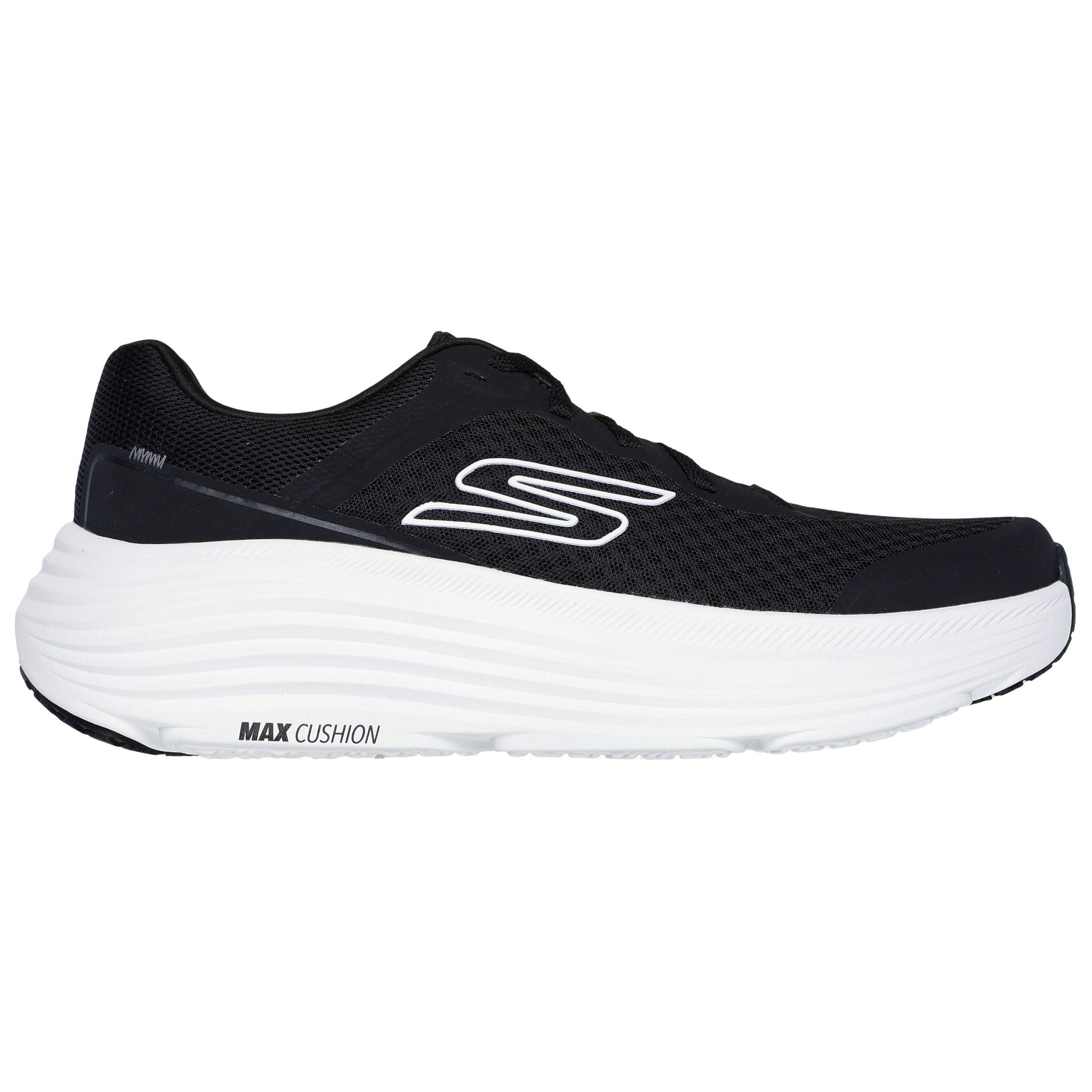 Мужские черные кроссовки Skechers для тренировок и бега с максимальной амортизацией, износостойкие, низкие, черно-белые — фото 2