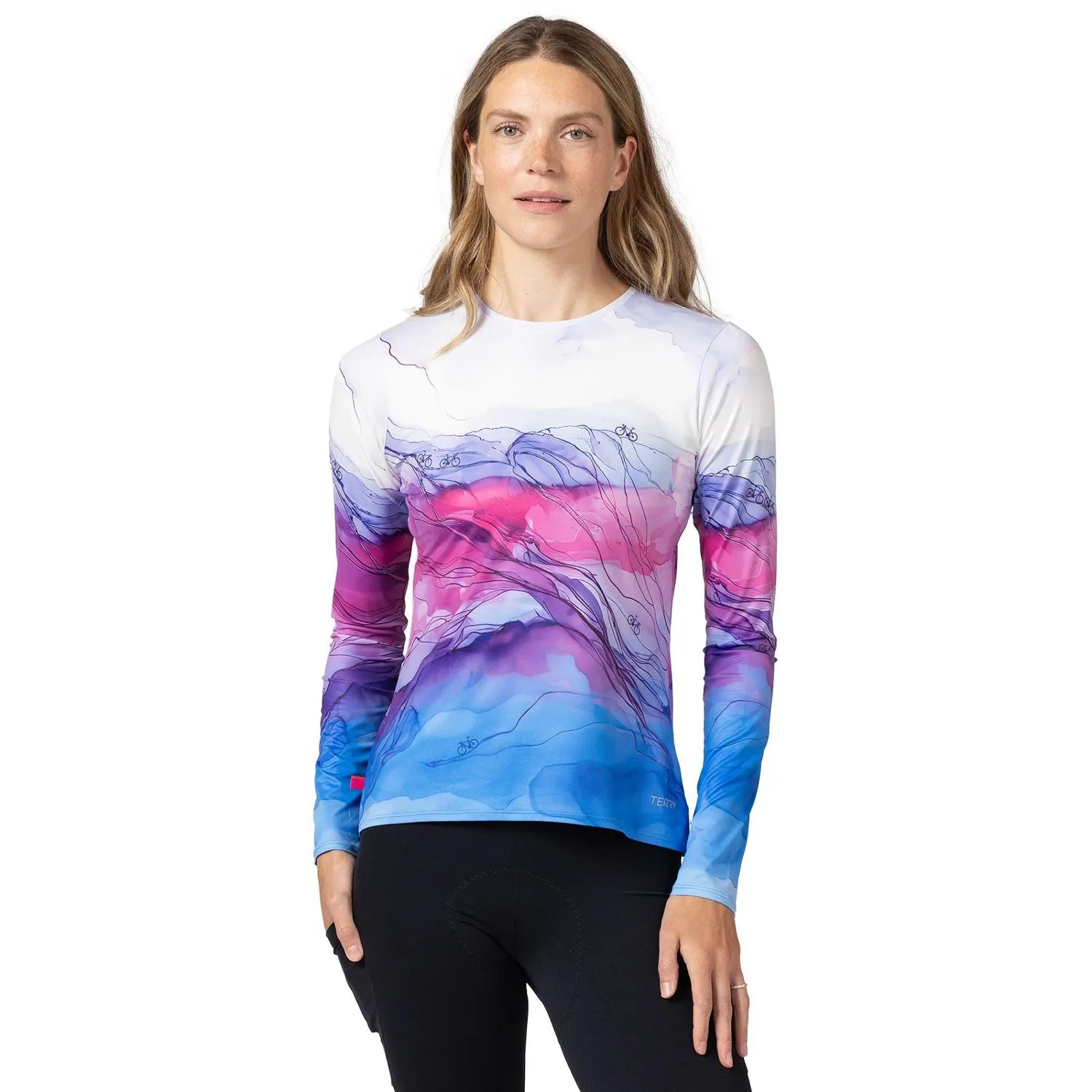 

Женская велосипедная футболка с длинным рукавом Soleil Terry, Aquarelle