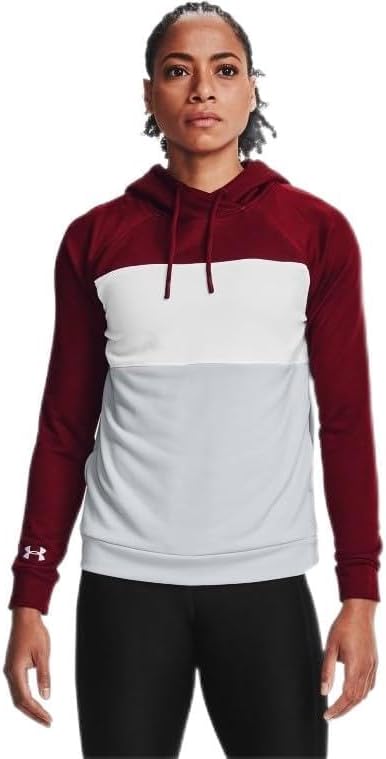 

Under Armour Women's Qualifier Fleece Blocked Hoodie - отводящая влаг, Cardinal-Halo Gray-White