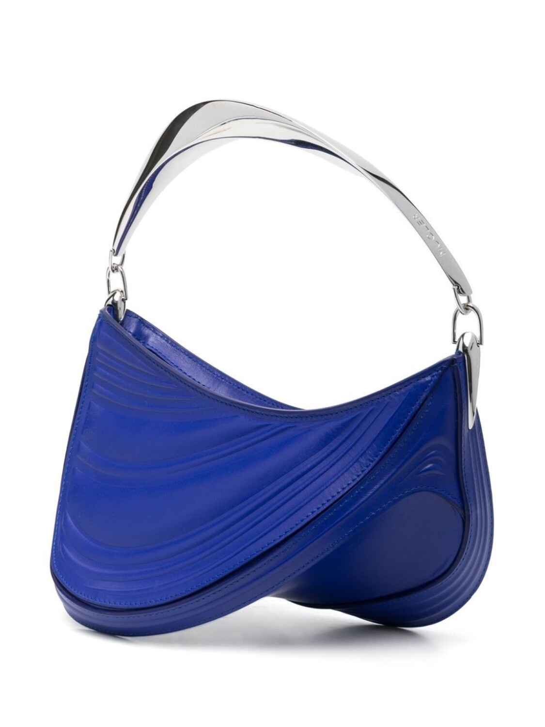 Mugler маленькая сумка-тоут Spiral Curve 01 с тиснением, синий — фото 3
