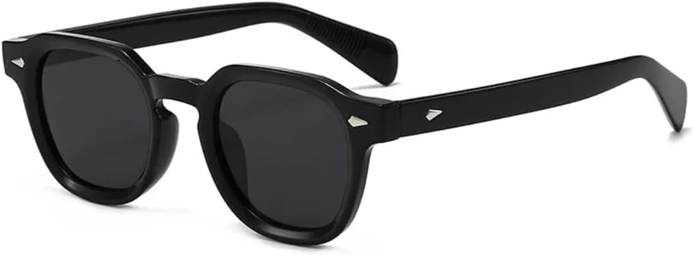 

Модные солнцезащитные очки в форме квадрата конфетных цветов для женщин, защита от УФ-излучения UV400, ретро-стиль, заклепки, мужские очки с леопардовым принтом UATXTAU, Black Grey