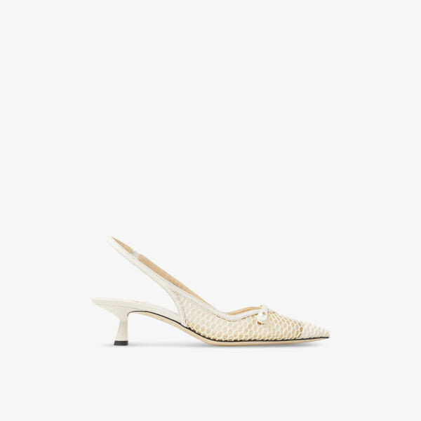 Туфли Amita 45 с острым носком и сетчатым каблуком Jimmy Choo, белый